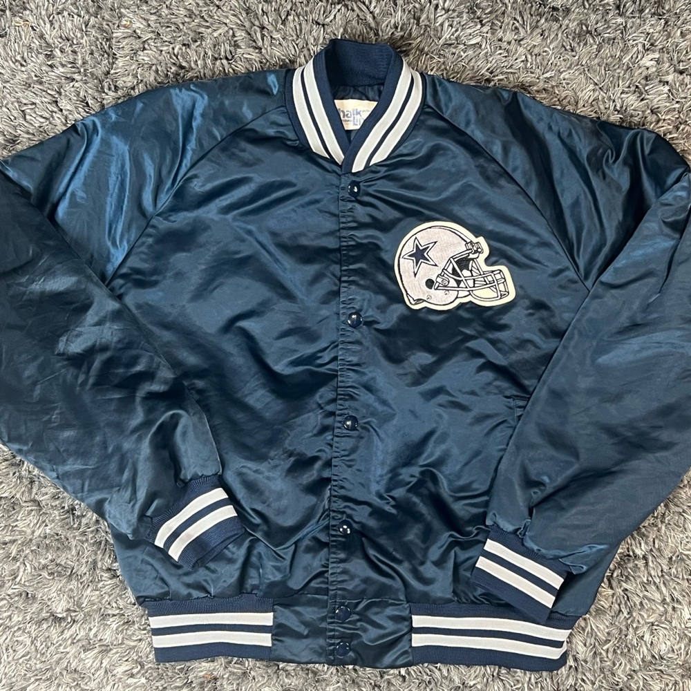 Vintage Chalk Line L Dallas Cowboys Starter Style Spellout Jacket EUC Rare!